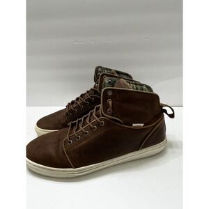 Vans Leather Hightop Sneakers Brown Men's 11.5 Off The Wall Collection Lace Up